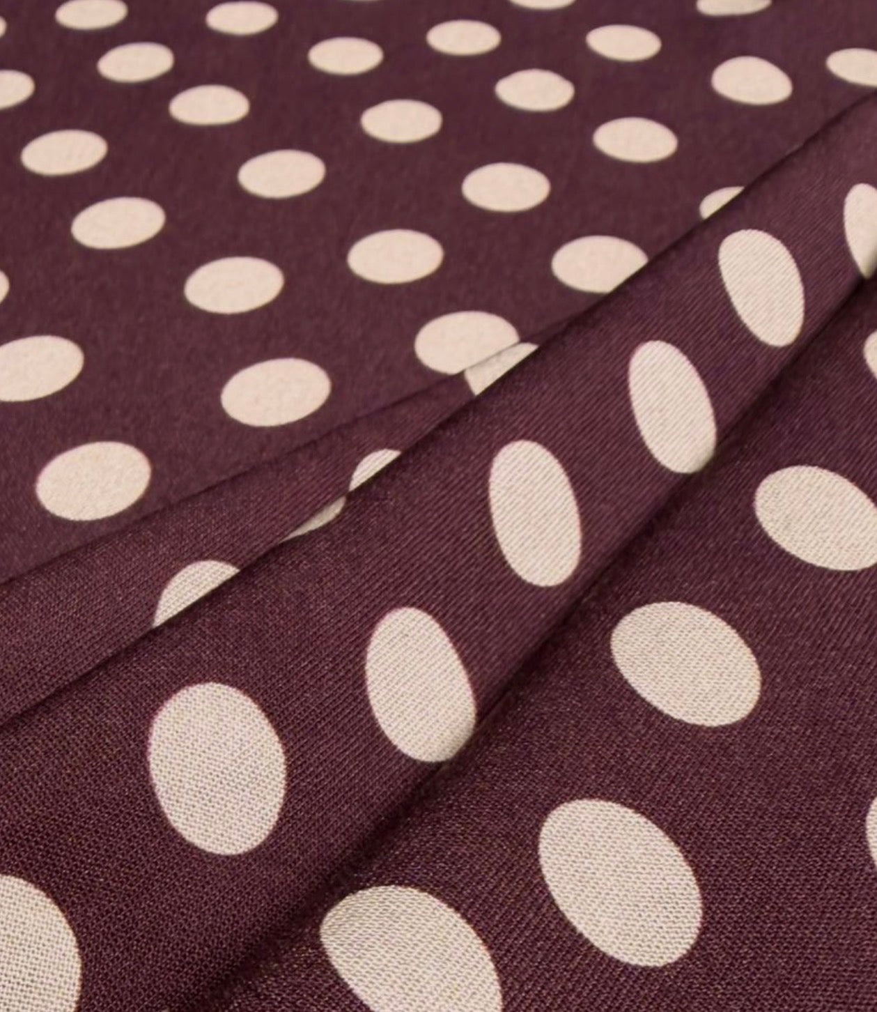 Cousette - Polka Dot Deep Plum Viscose Fabric