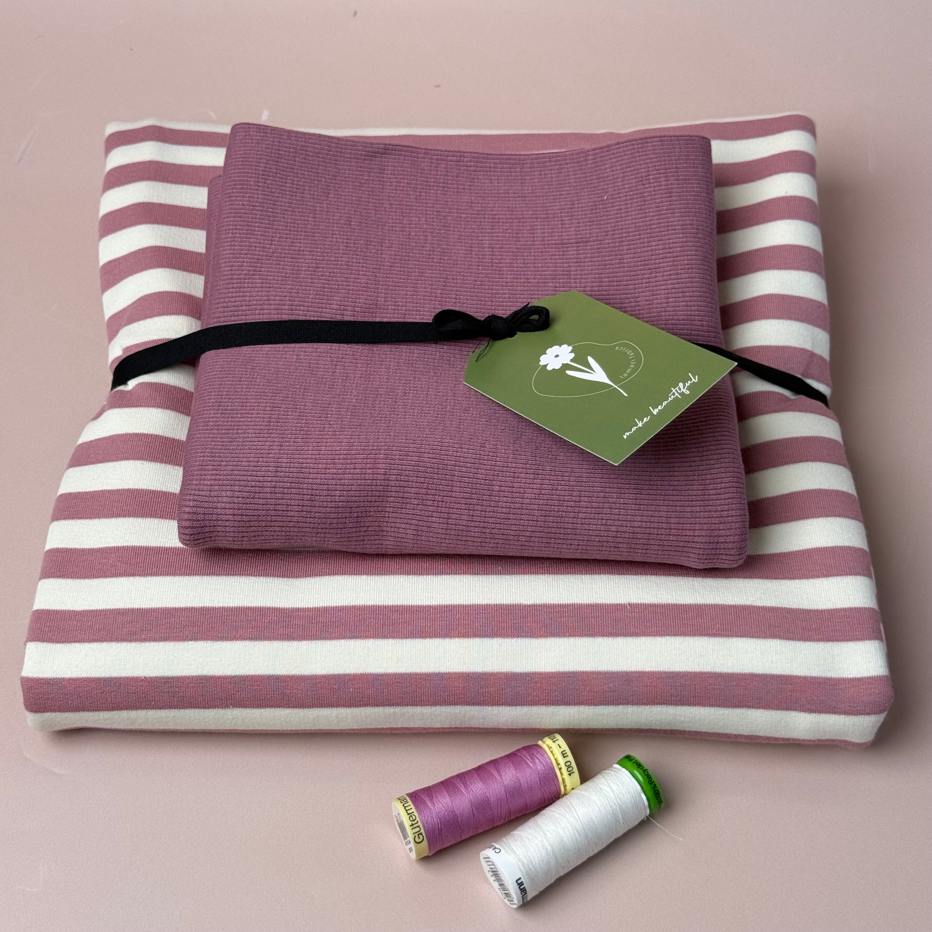Colour Bundles - Pink Stripe Cotton French Terry & Ribbingpi