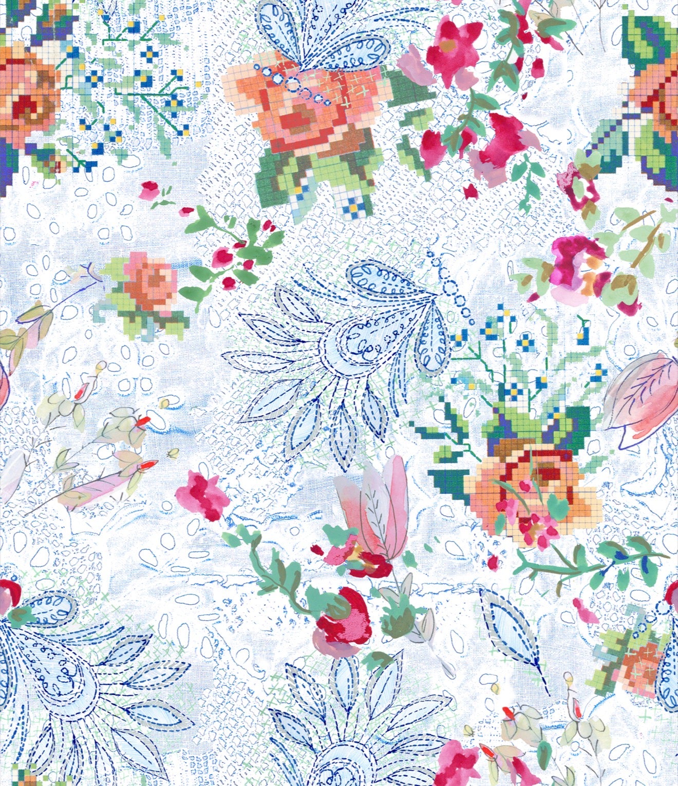 PRE-ORDER (arriving at the end of May) - Vintage Lace Linen Viscose Blend Fabric