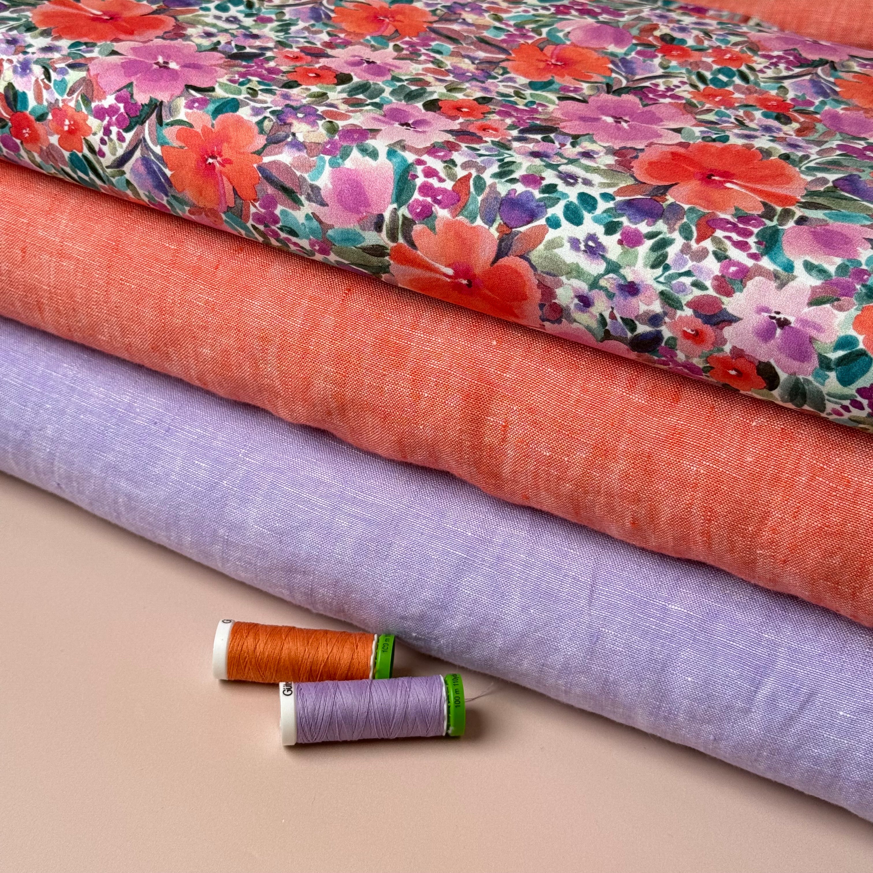 Watercolour Flowers Fine Cotton Poplin