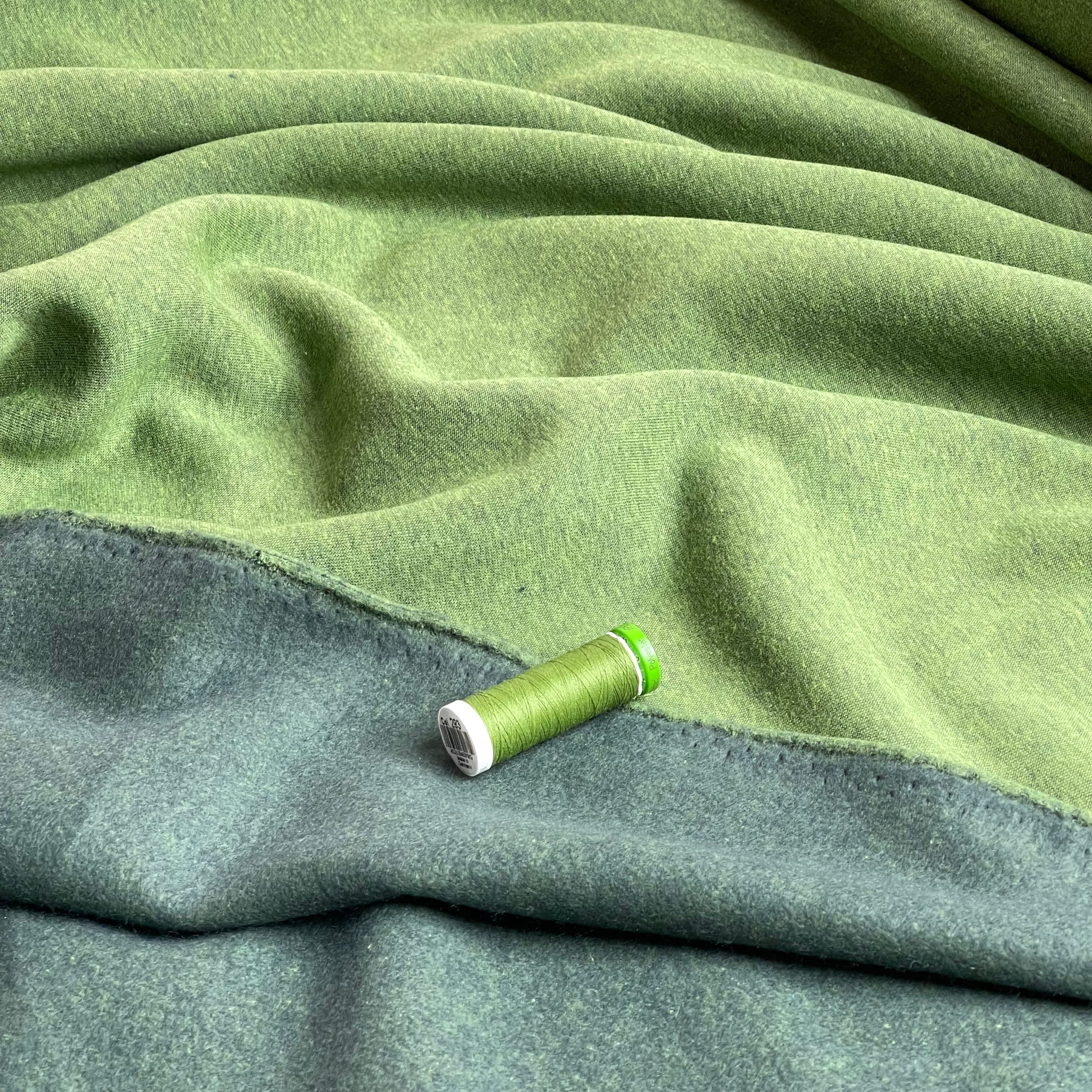 REMNANT 1.4 Metres - Danish Design - Snuggly Melange Brushed Sweat-shirting in Grass Green