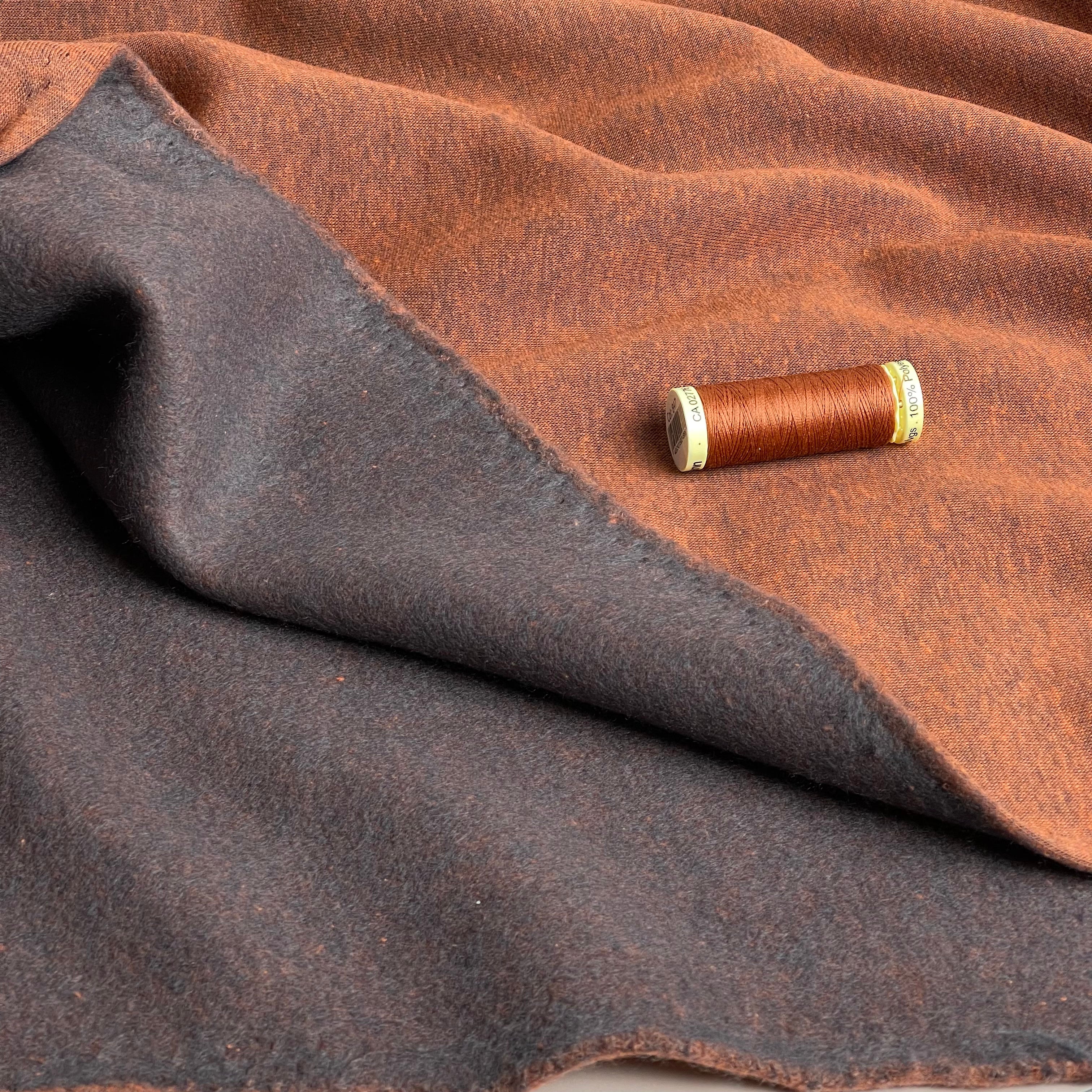 REMNANT 0.23cm plus extra free length with test hole (total 47cm) Danish Design - Snuggly Melange Brushed Sweat-shirting in Rust (Copy)