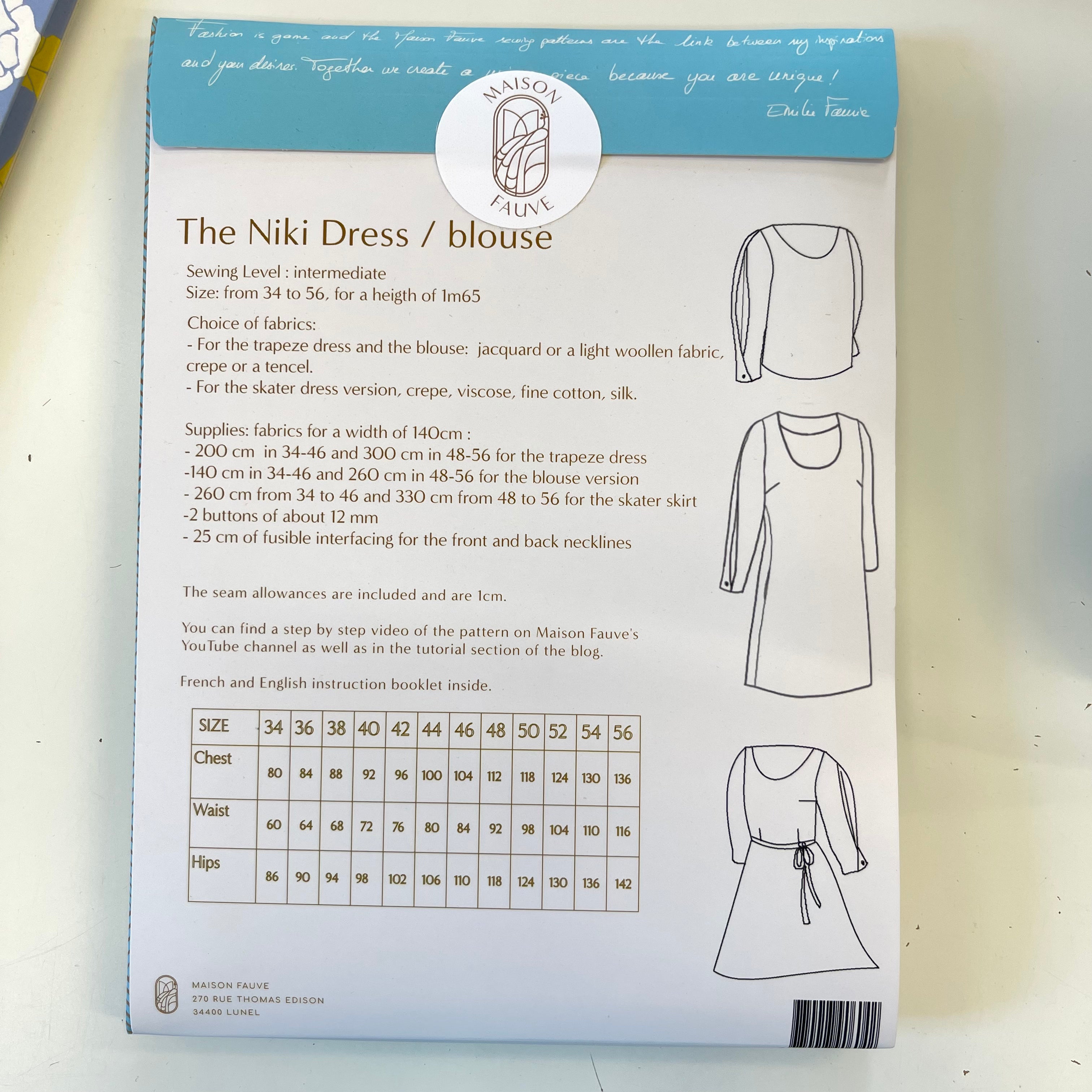 Sewing Kit - Niki Blouse / Dress in Zinna Emerald Viscose