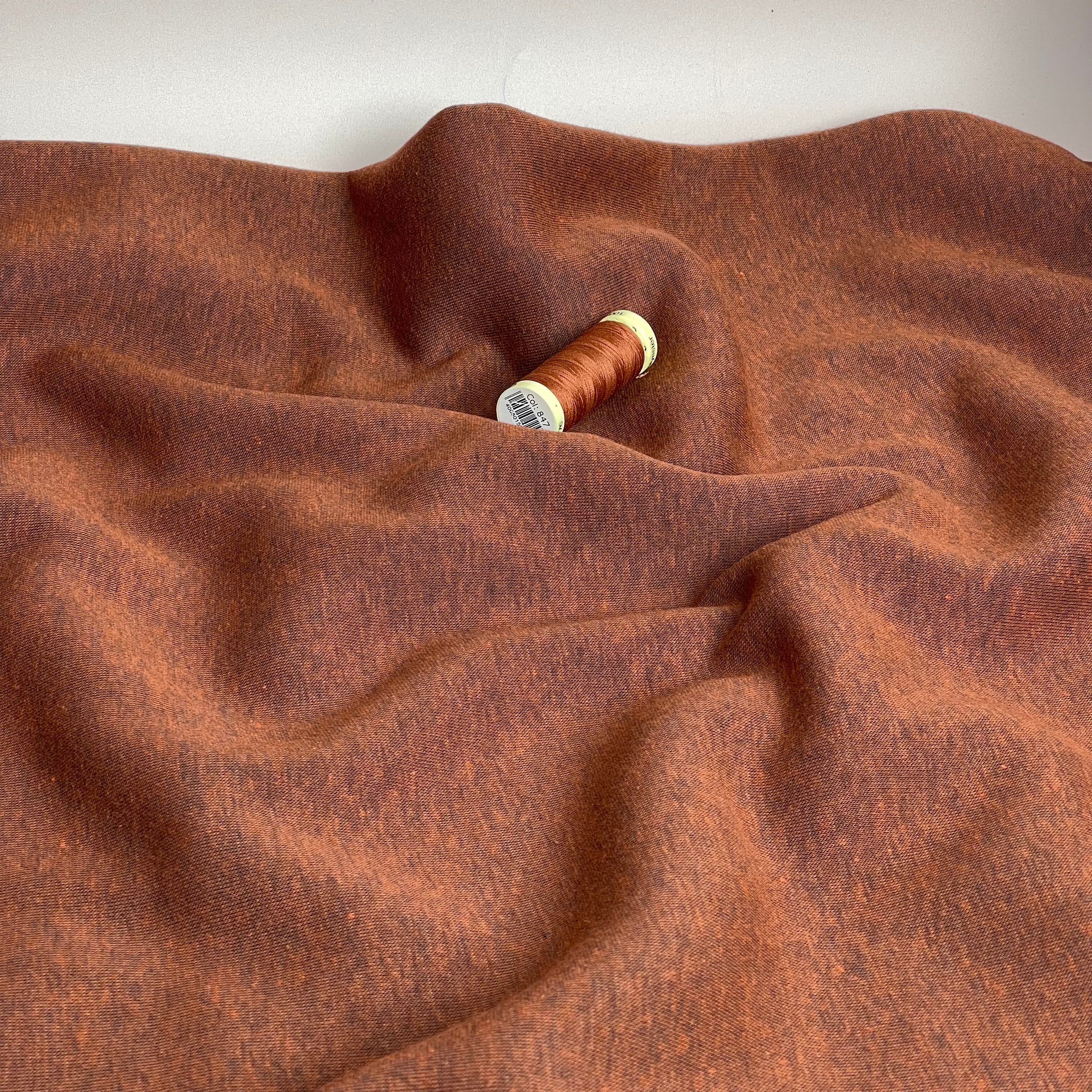 REMNANT 0.23cm plus extra free length with test hole (total 47cm) Danish Design - Snuggly Melange Brushed Sweat-shirting in Rust (Copy)