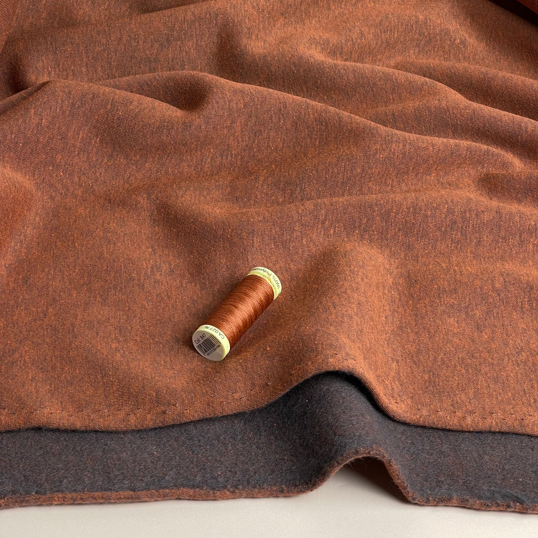 REMNANT 0.23cm plus extra free length with test hole (total 47cm) Danish Design - Snuggly Melange Brushed Sweat-shirting in Rust (Copy)