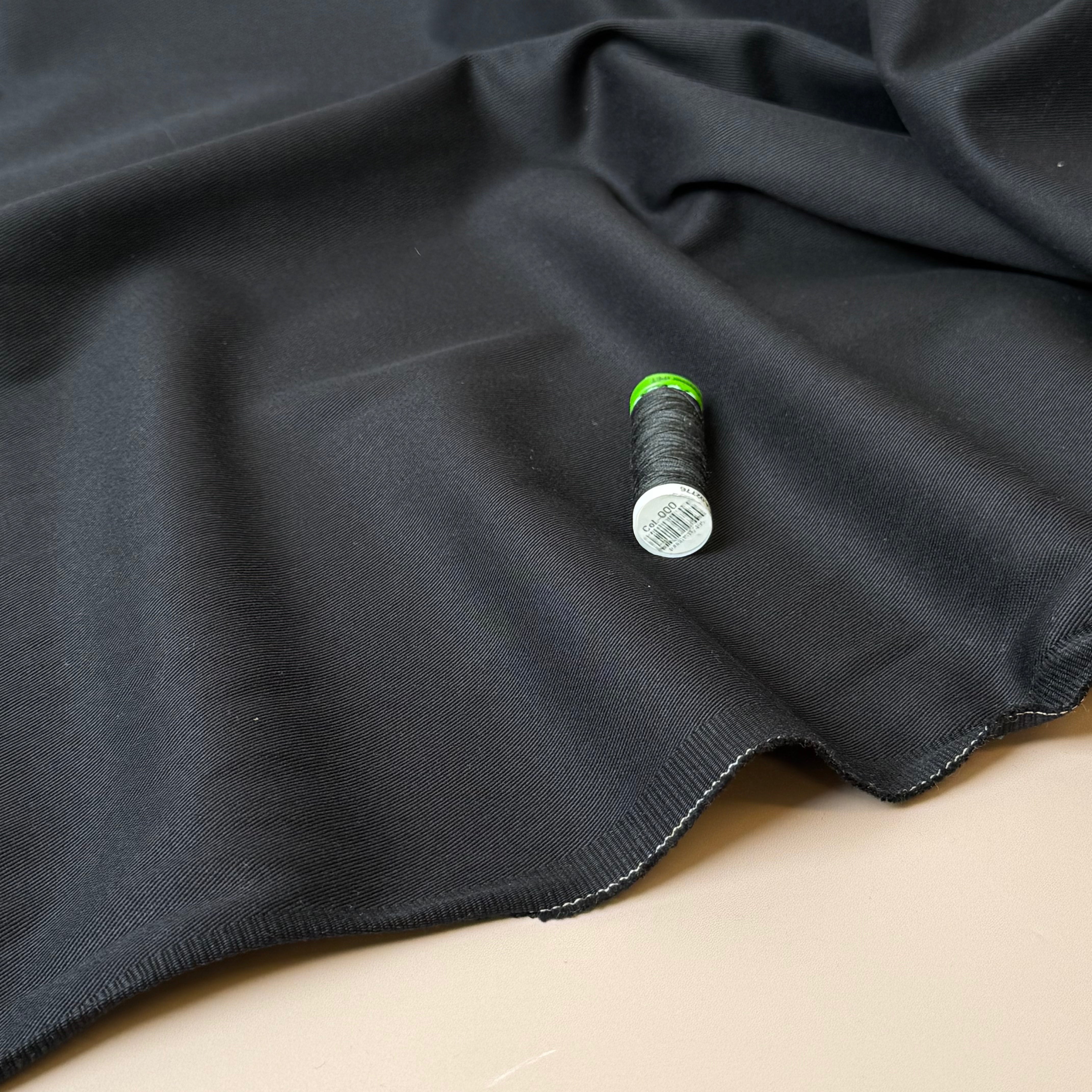 Black Cotton Gabardine Twill Fabric