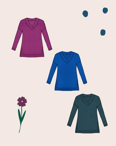 Sewing Kit - The Tabor Sweater in Merino Wool & Lace Knit Jersey - Multiple Colour & Fabric options