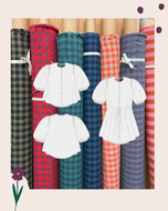 Sewing Kit - Anthea Blouse in Lupine Petals Pure Linen & M&M Ginghams (multiple colours)