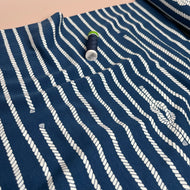 REMNANT 1 Metre - Ropes on Navy Organic Cotton Jersey Fabric
