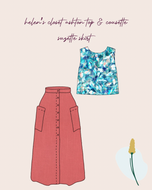 Make An Outfit Colour Bundle and Sewing Kit - Ashton Top and Suzette Skirt in Painted Foliage & Coral Flow Linen