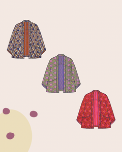 Sewing Kit - Cousette Matchette Cardigan in Kaleidoscope Flower Quilted Cotton (multiple colours)