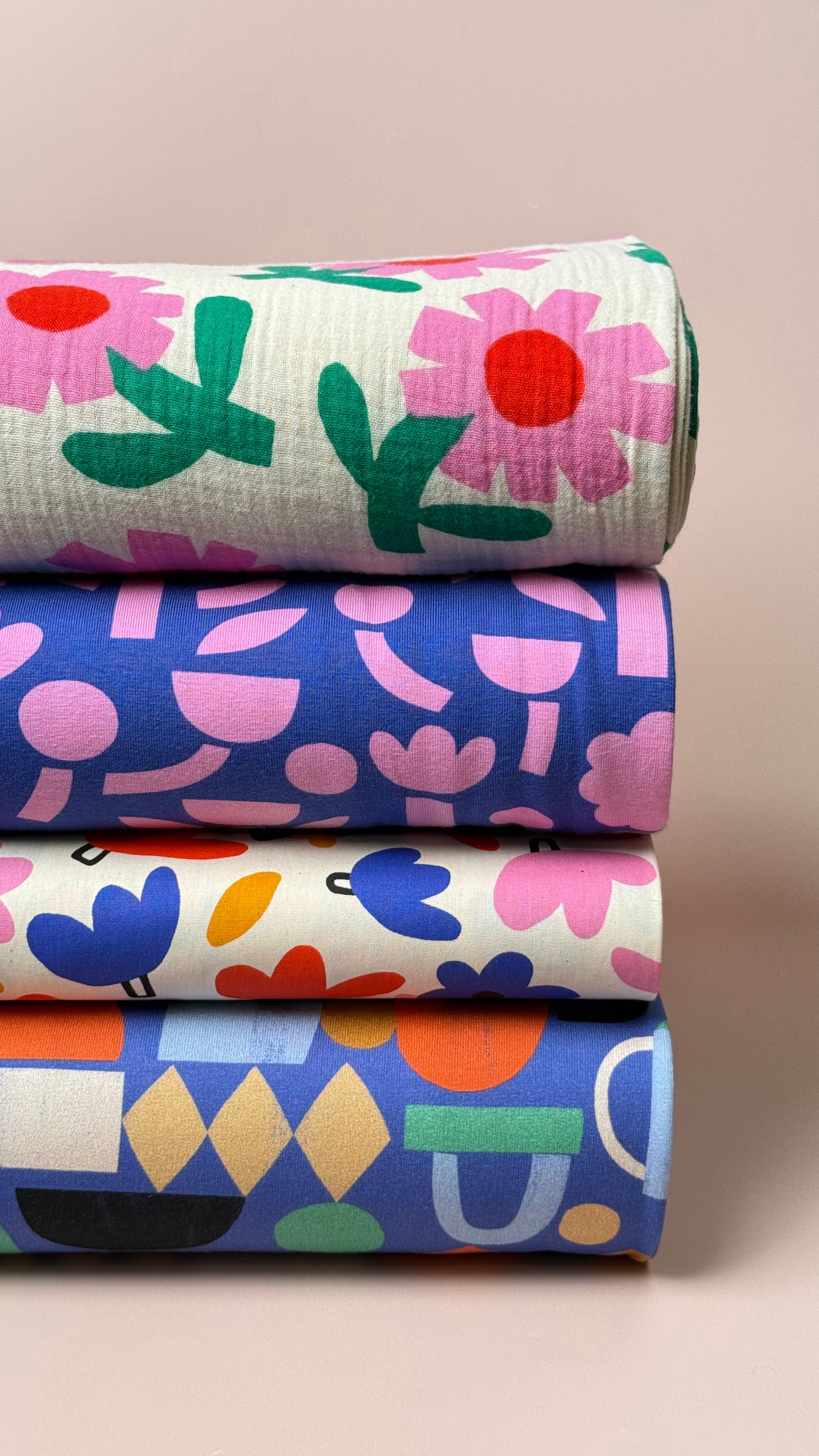 Pink Flowers GOTS Organic Cotton Double Gauze