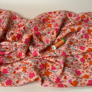 Pink & Orange Flowers LENZING™ ECOVERO™ Viscose Fabric