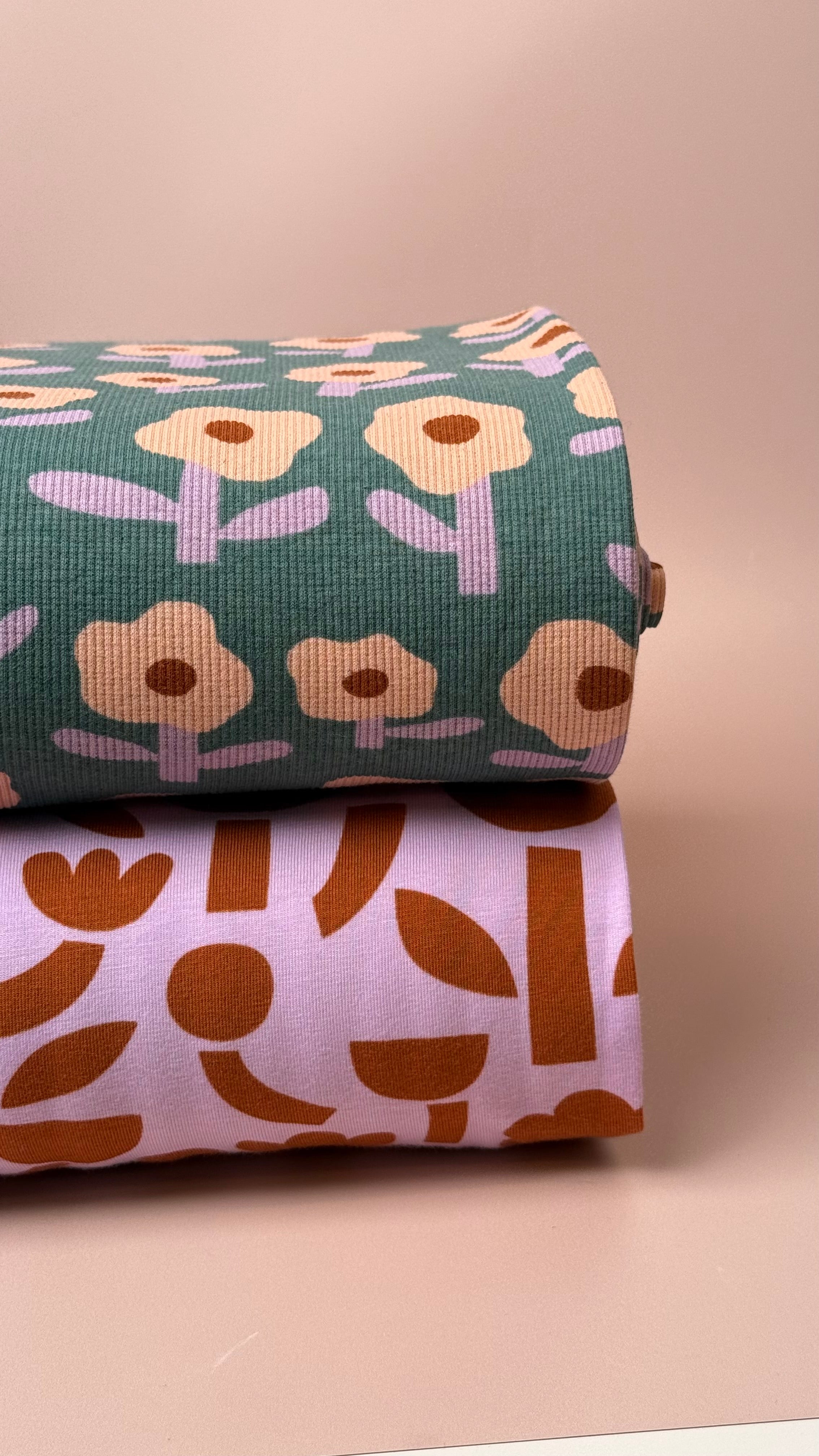 Green Flowers Organic GOTS Cotton Ribbed Jersey