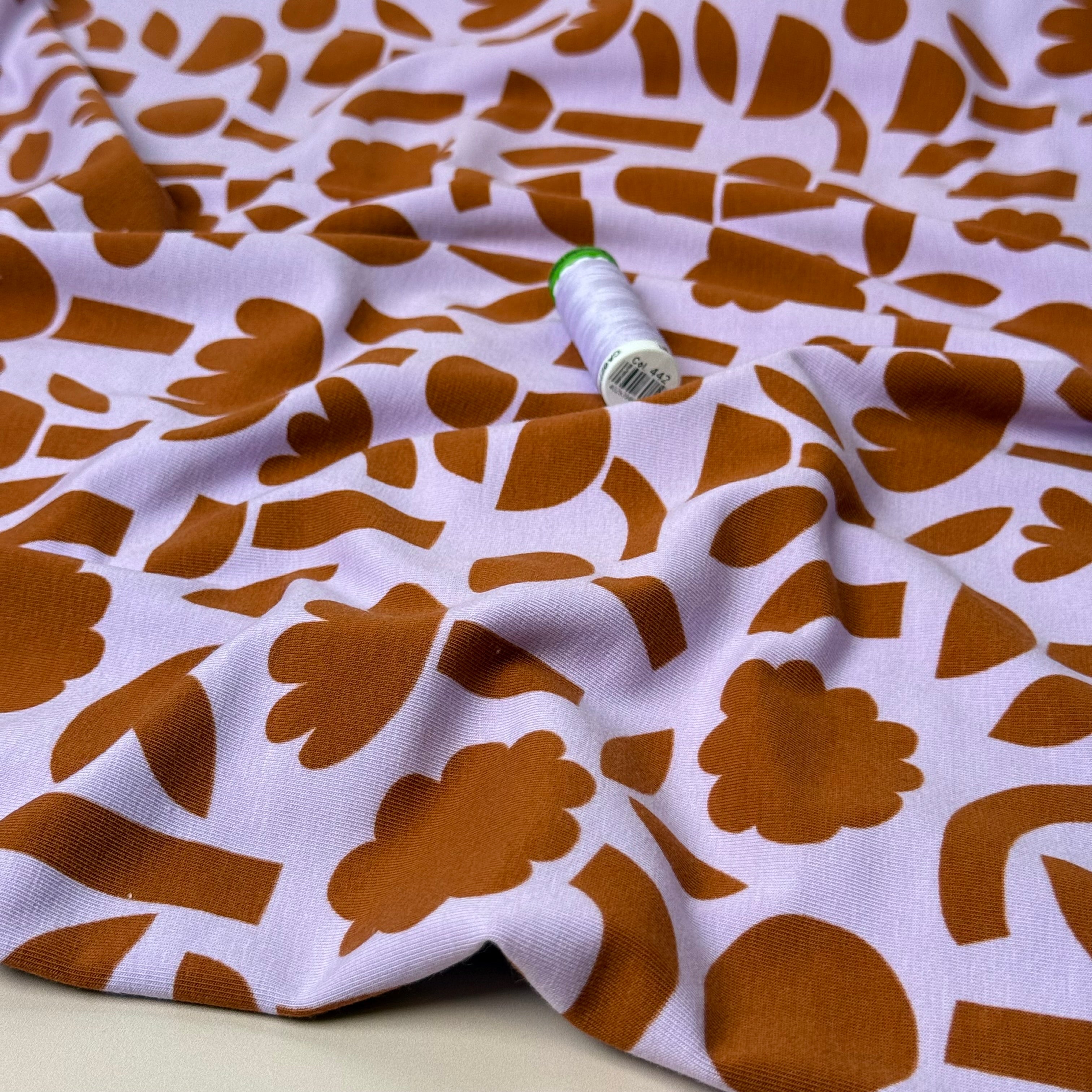 Abstract Shapes Lavender GOTS Organic Cotton Jersey