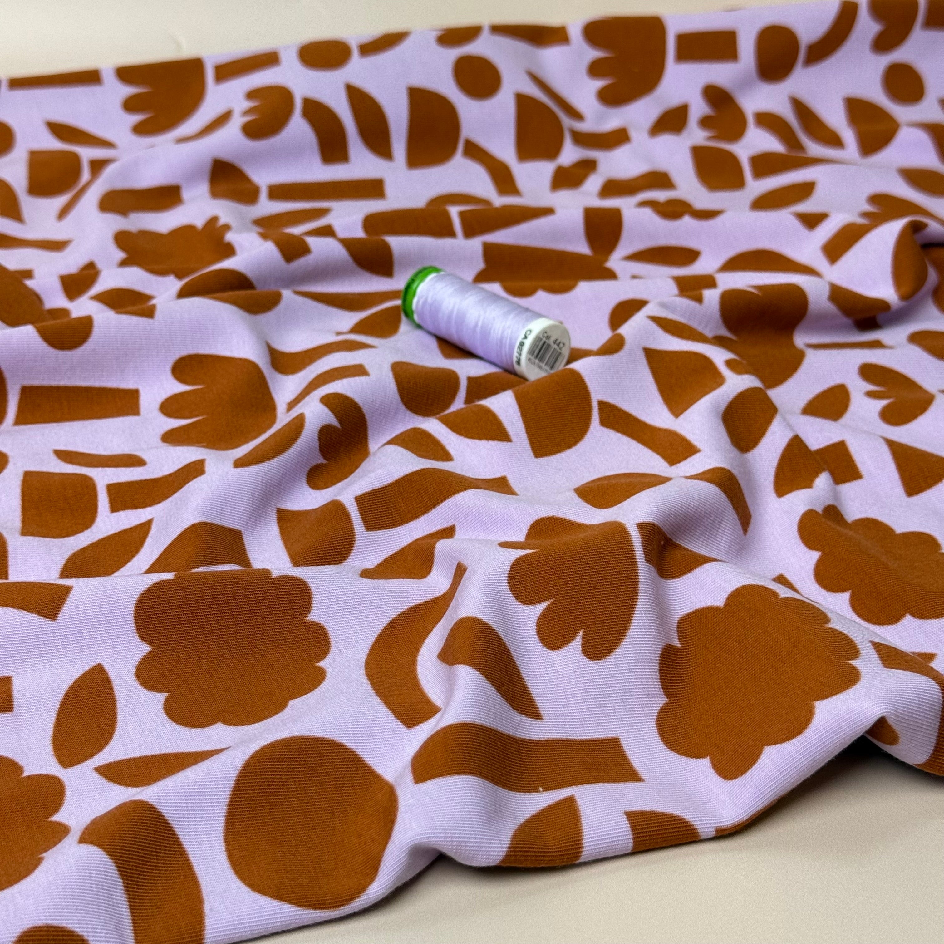 Abstract Shapes Lavender GOTS Organic Cotton Jersey