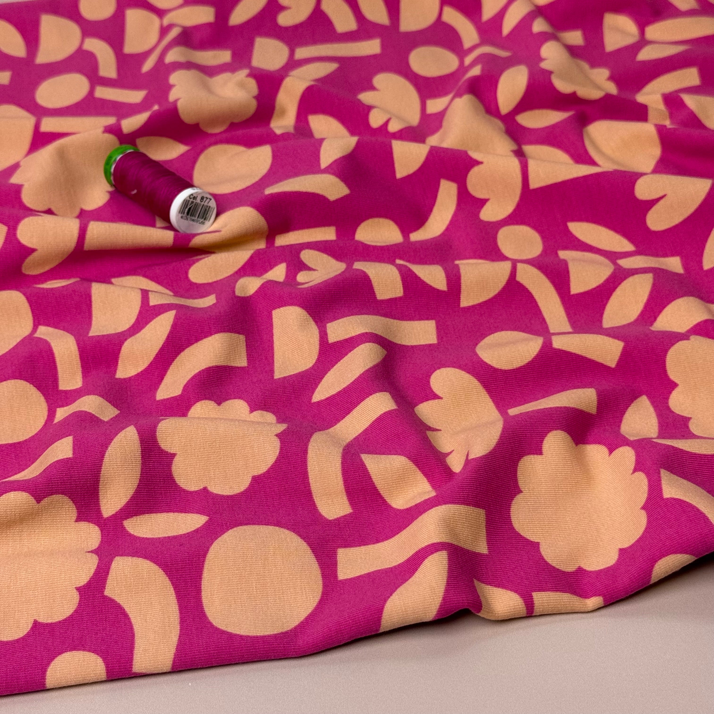 Abstract Shapes Pink GOTS Organic Cotton Jersey