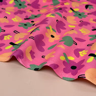 Flower Field Pink GOTS Organic Natural Cotton Poplin