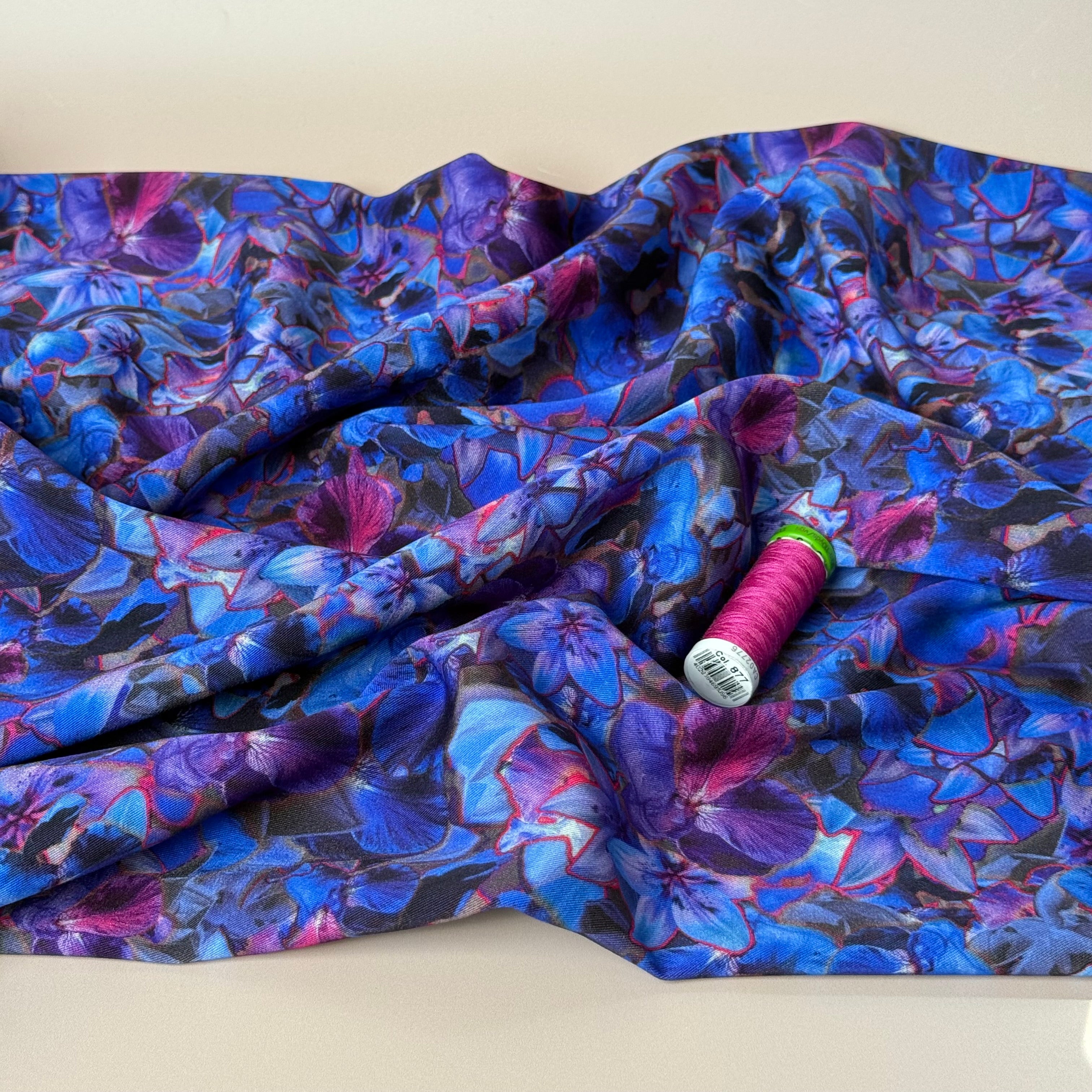 Rosella Romantic Pansies Viscose Twill with Stretch