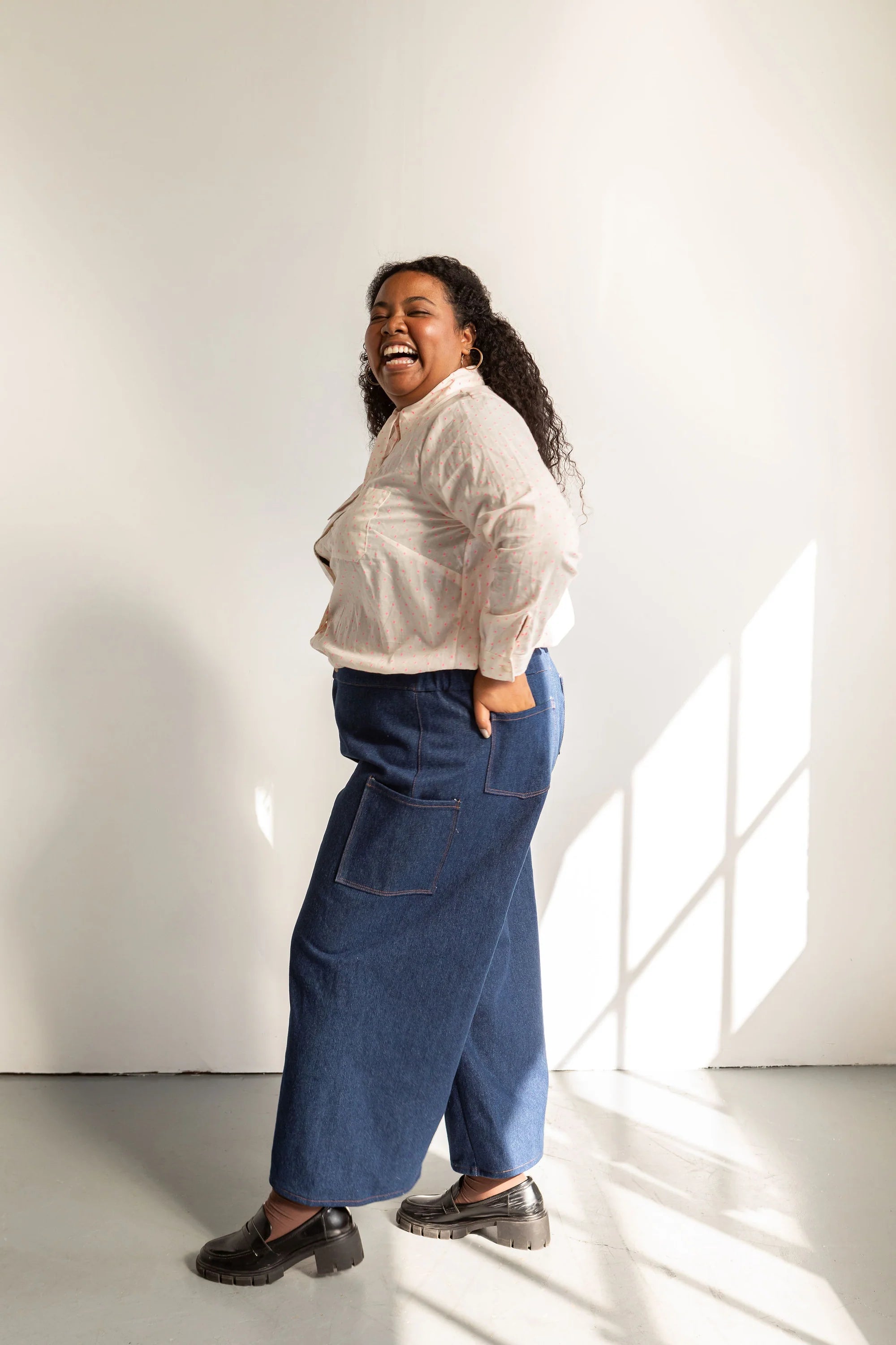 Making An Outfit Colour Bundle and Sewing Kit - Flanêur Trousers in Fuchsia Stripes and Dew Top in Derby Cherry Ribbed Jersey
