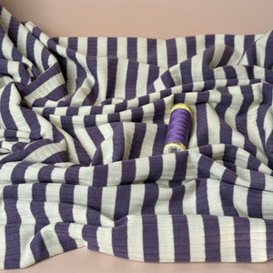 Yarn Dyed Striped Cotton Ribbed Jersey in Lavender and White