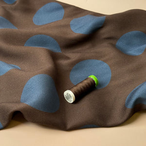 Light & Lush - Large Polka Dots in Midnight Blue Viscose Twill Fabric