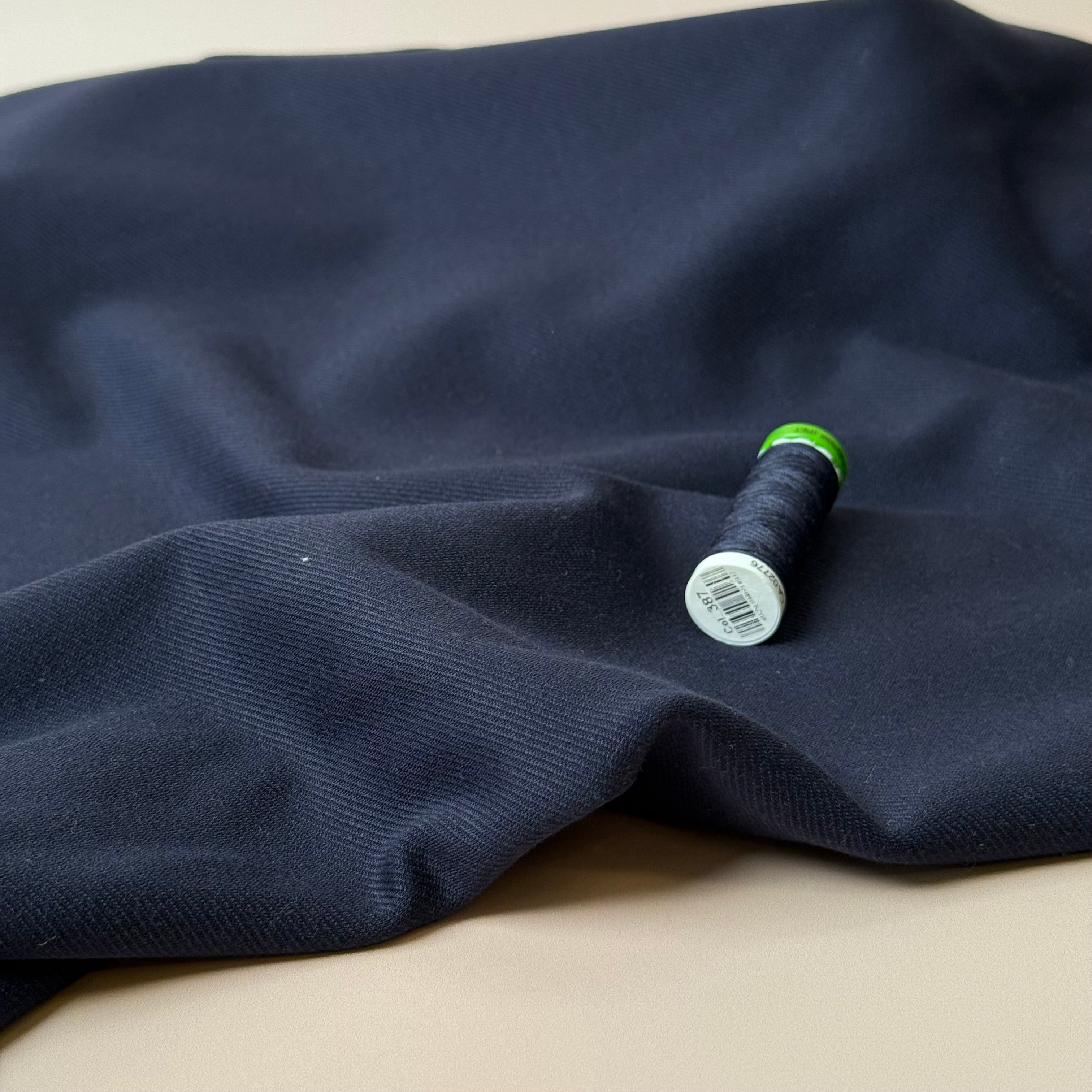 Navy Ponte Roma Twill Double Knit Fabric