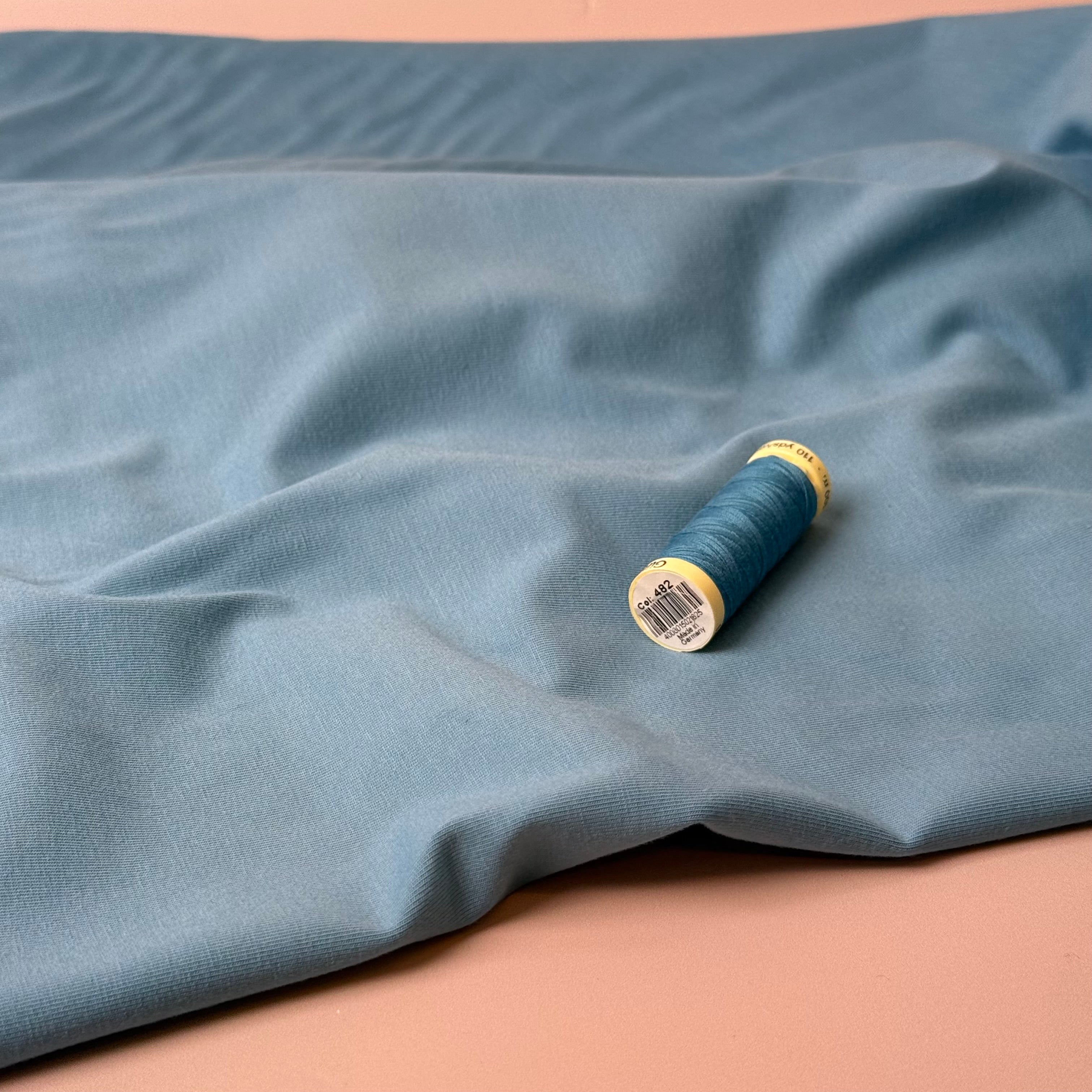 Essential Chic Muted Turquoise Plain Cotton Jersey Fabric