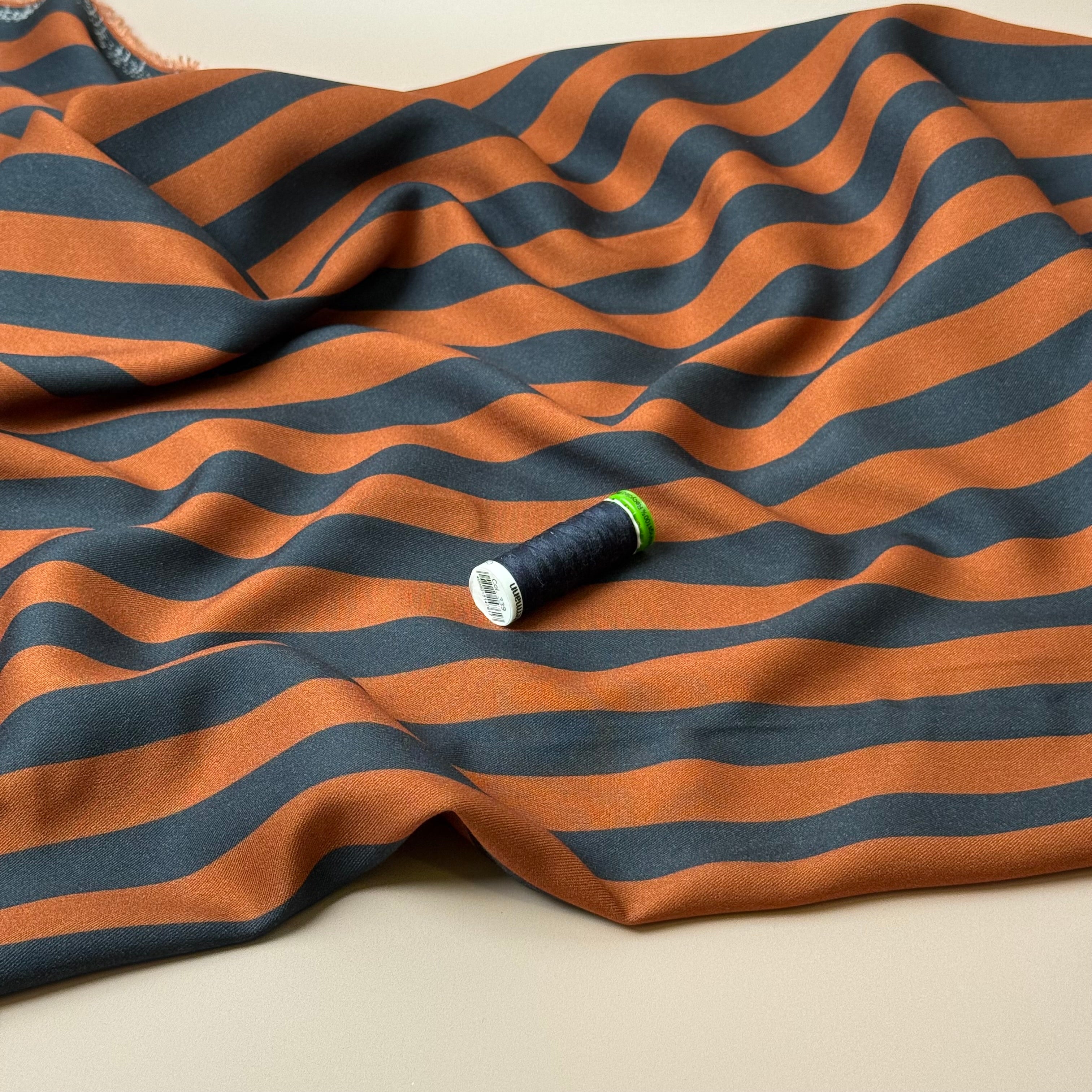 Light & Lush - Stripes in Rust Viscose Twill Fabric