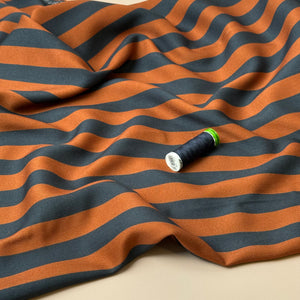 Light & Lush - Stripes in Rust Viscose Twill Fabric