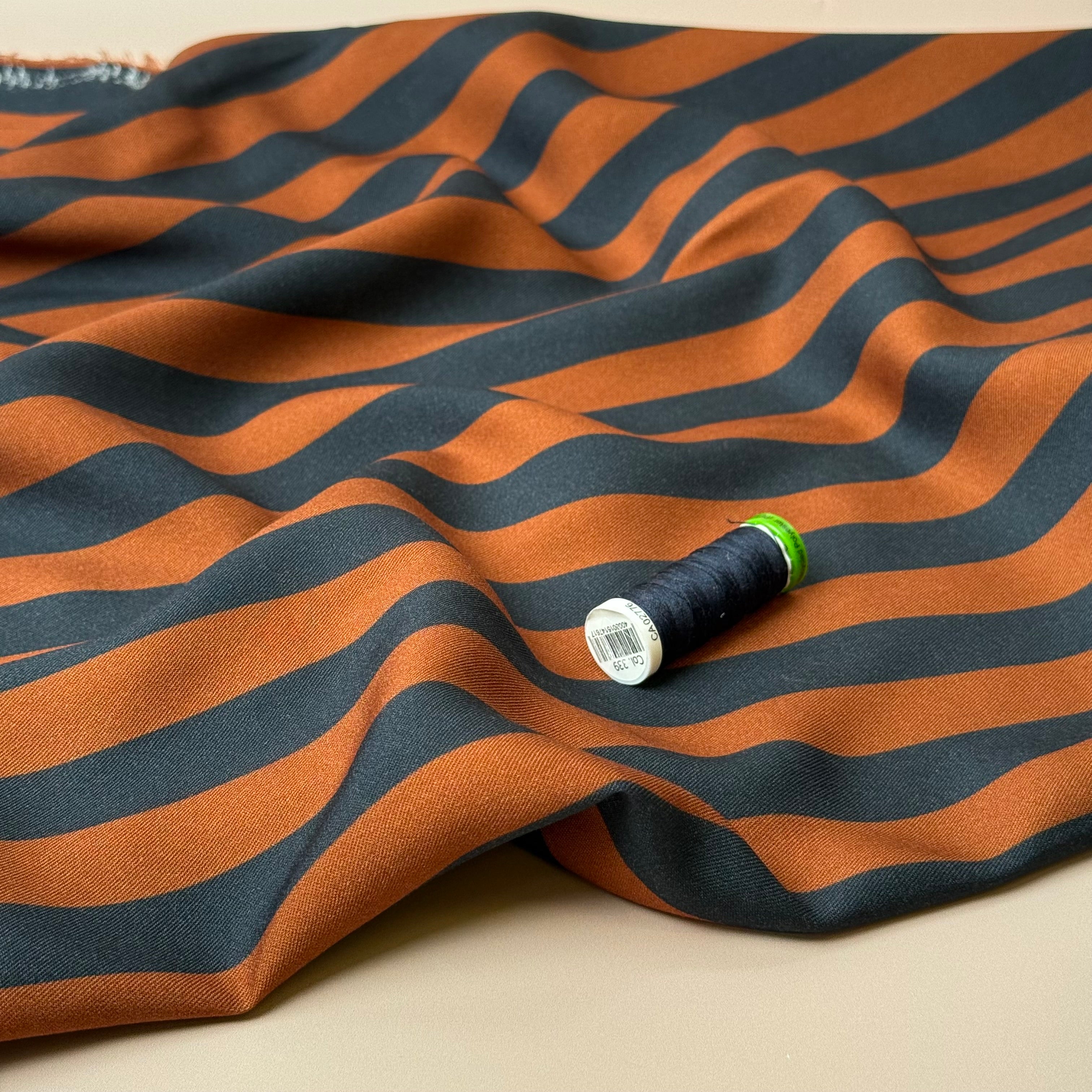 Light & Lush - Stripes in Rust Viscose Twill Fabric