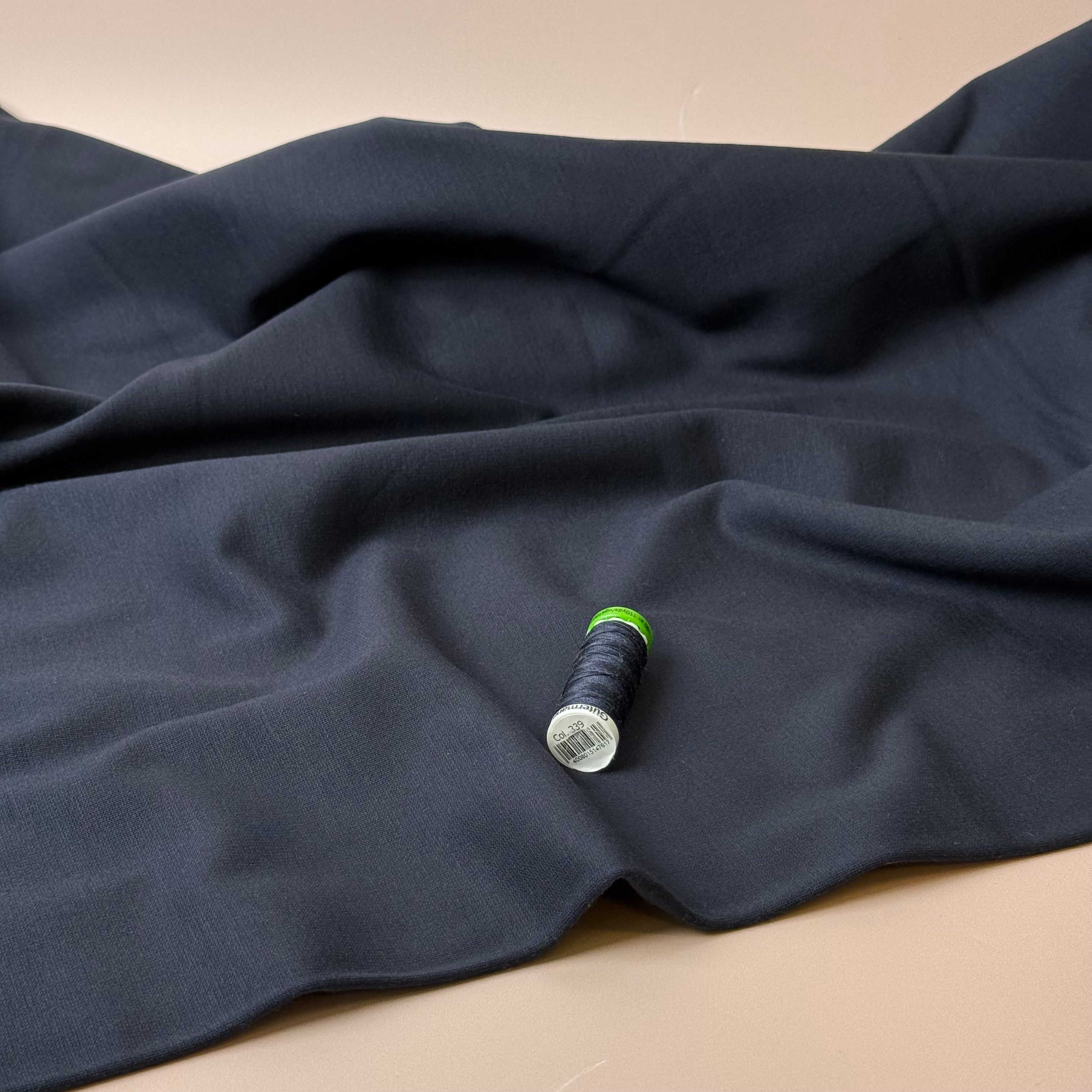 Brushed Viscose Ponte Roma Double Knit Fabric in Dark Navy
