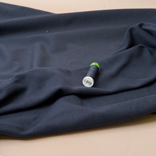 Brushed Viscose Ponte Roma Double Knit Fabric in Dark Navy
