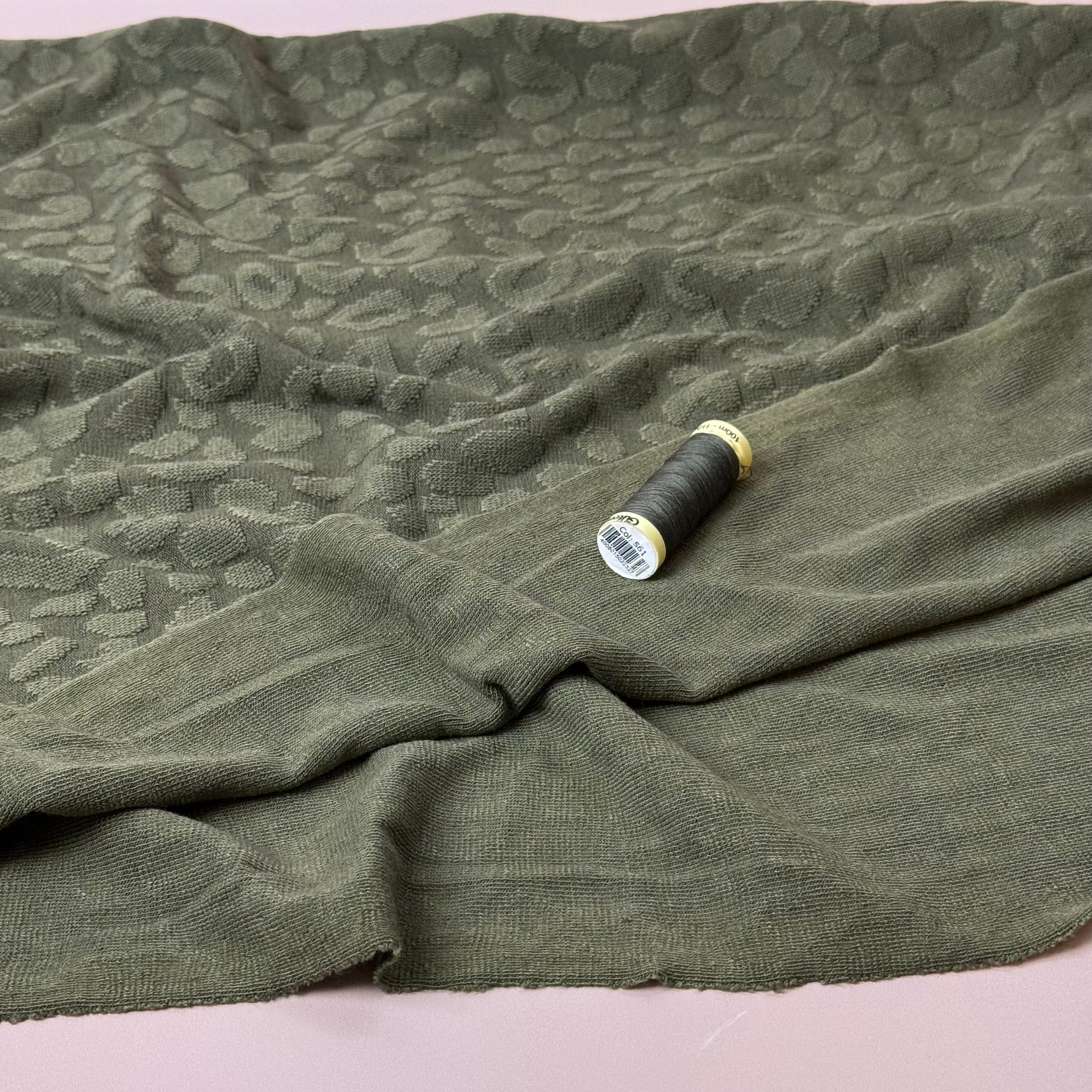 Animal Viscose Blend Light Sweater Knit in Khaki