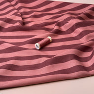 Light & Lush - Stripes in Rosewood & Pink Clay Viscose Twill Fabric