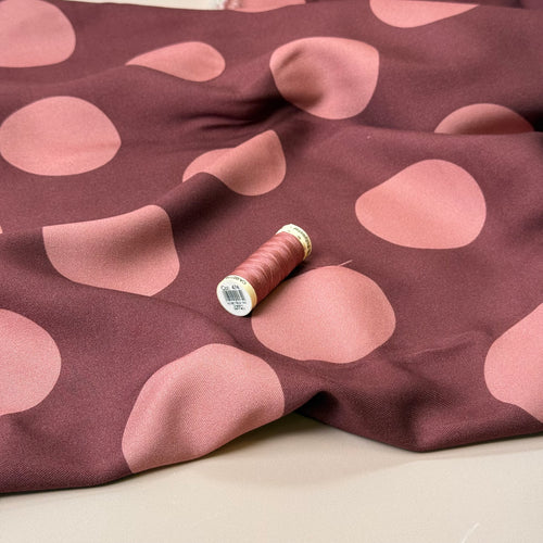 Light & Lush - Large Polka Dots in Rosewood Viscose Twill Fabric