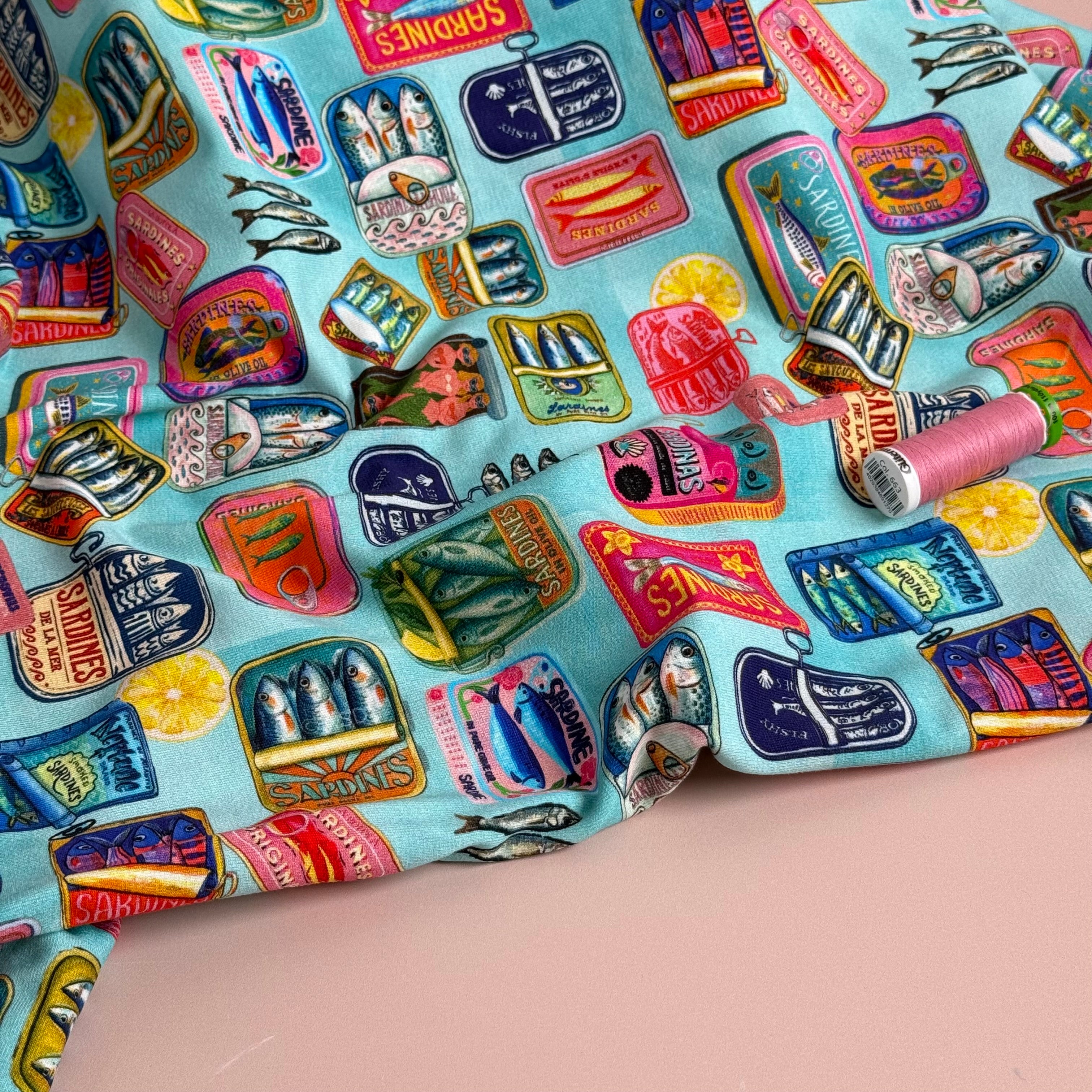 Sardine Turquoise Cotton Jersey Fabric
