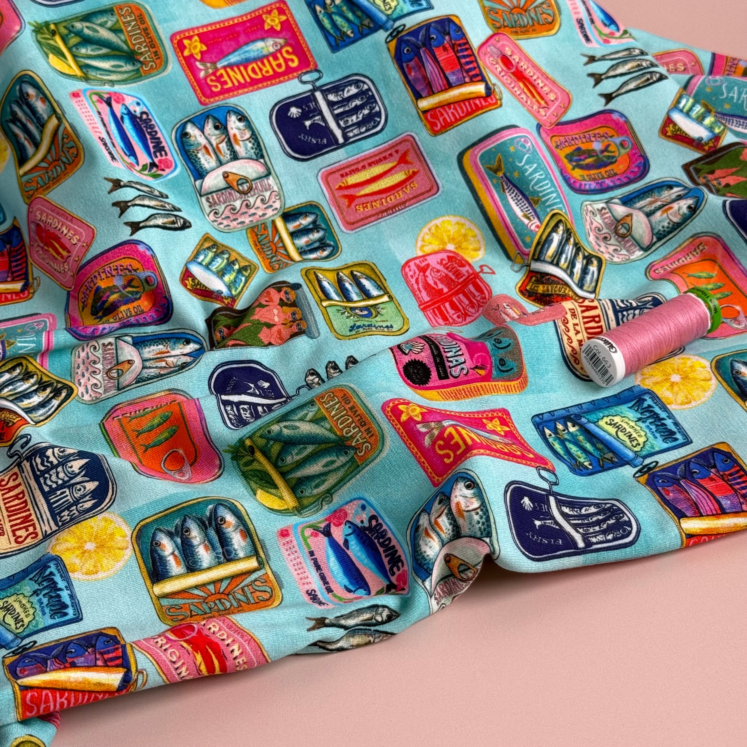 Sardine Turquoise Cotton Jersey Fabric