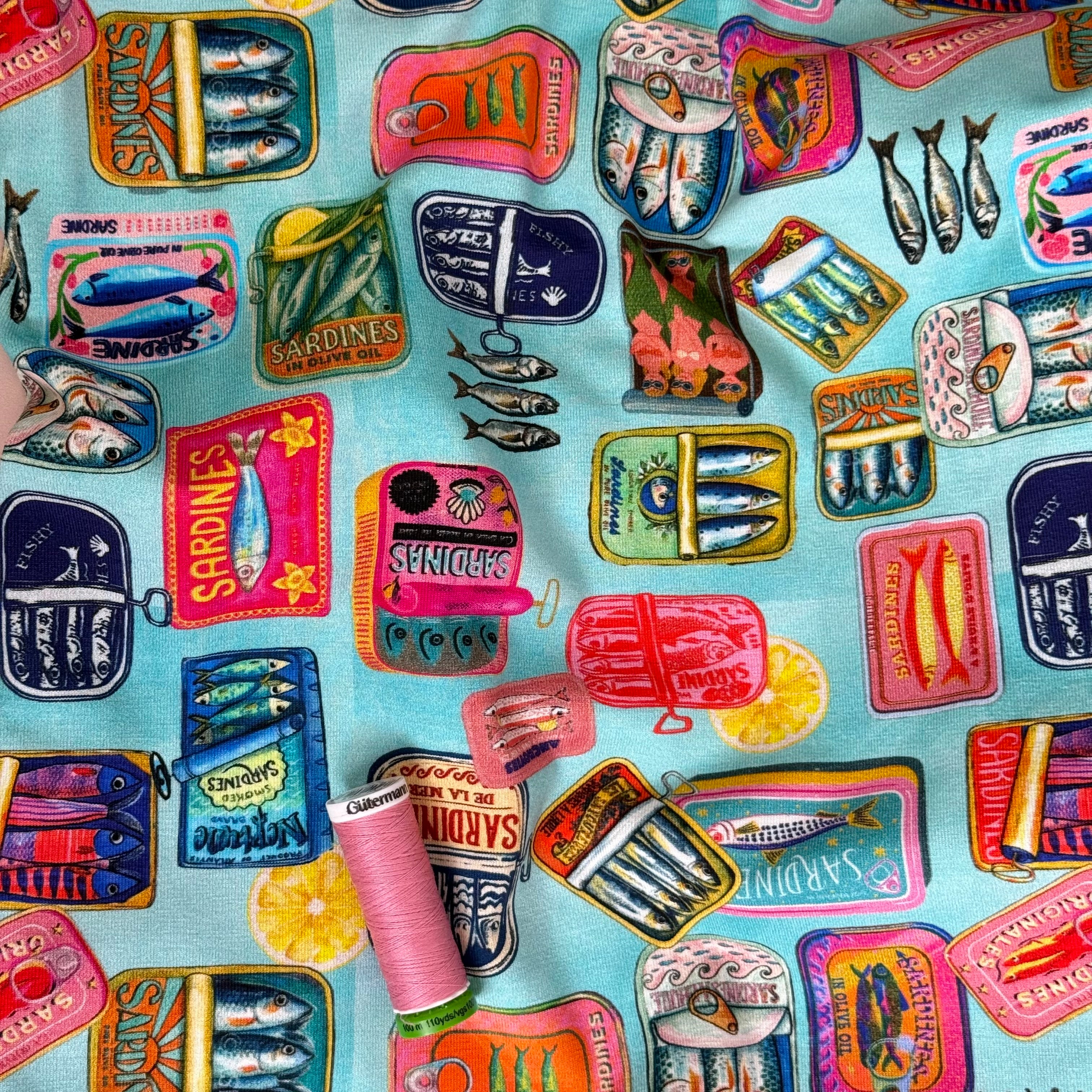 Sardine Turquoise Cotton Jersey Fabric