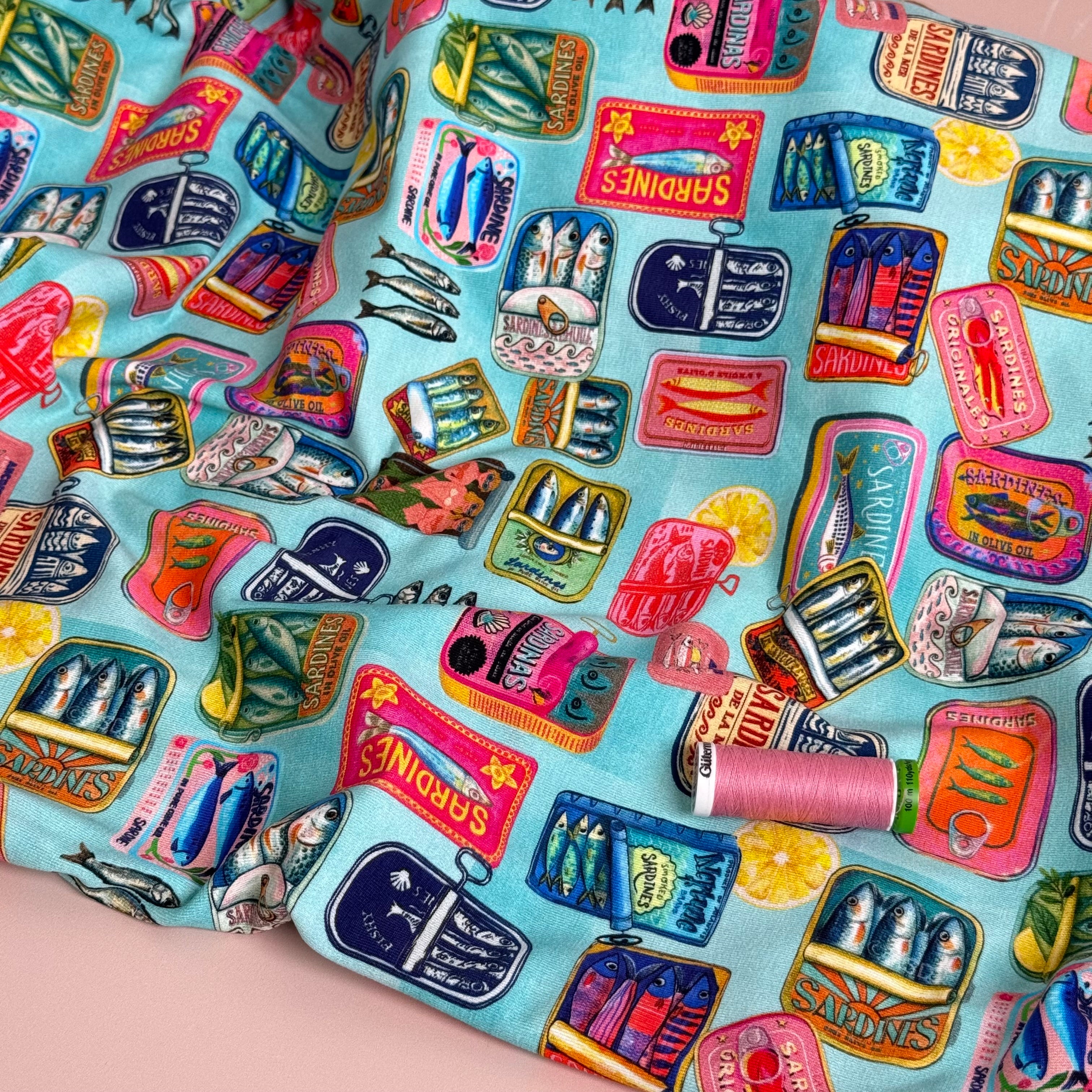Sardine Turquoise Cotton Jersey Fabric