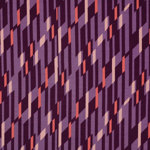 Abstract Lines Purple Viscose Ponte Roma Double Knit Fabric