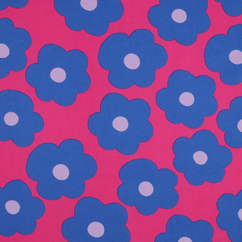 Nerida Hansen -Big Flowers on Bright Pink Cotton Poplin Fabric