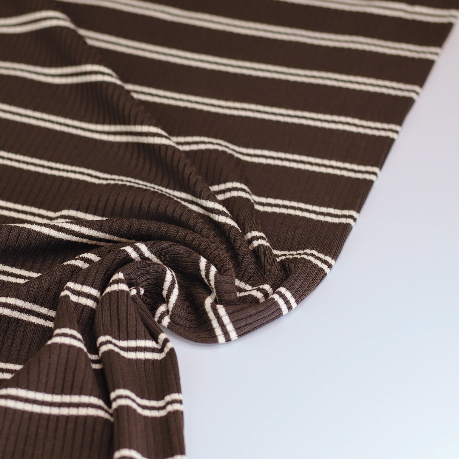 Meet MILK - Derby Slim Stripe Ribbed Jersey in Mocha with TENCEL™ Modal Fibres