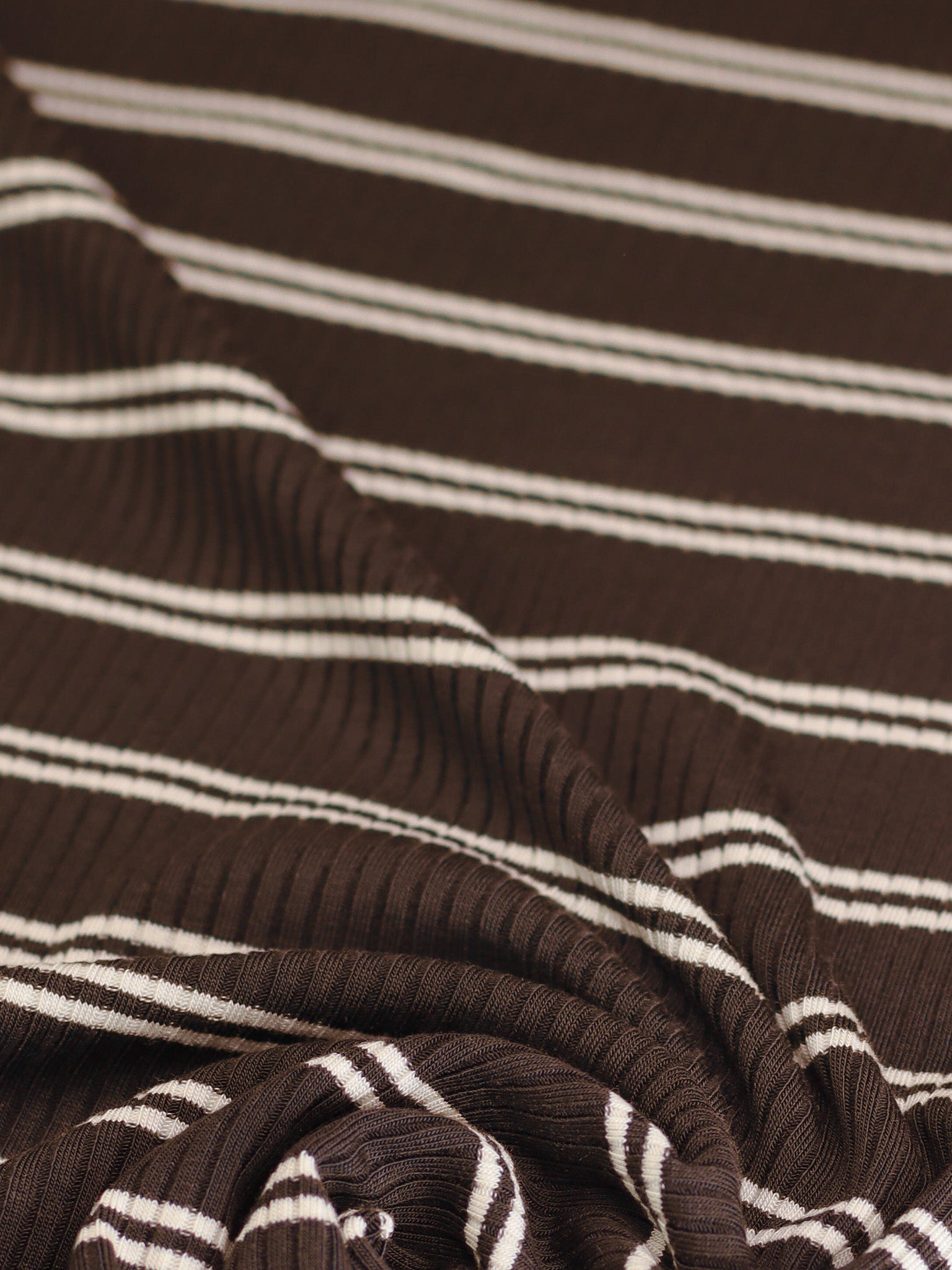 Meet MILK - Derby Slim Stripe Ribbed Jersey in Mocha with TENCEL™ Modal Fibres