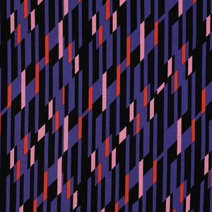 Abstract Lines Navy Viscose Ponte Roma Double Knit Fabric