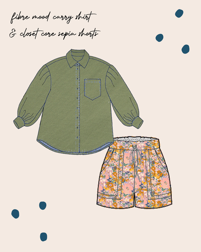 Sewing Kit - CARRY Shirt in Pea Green Lush Linen Crepe