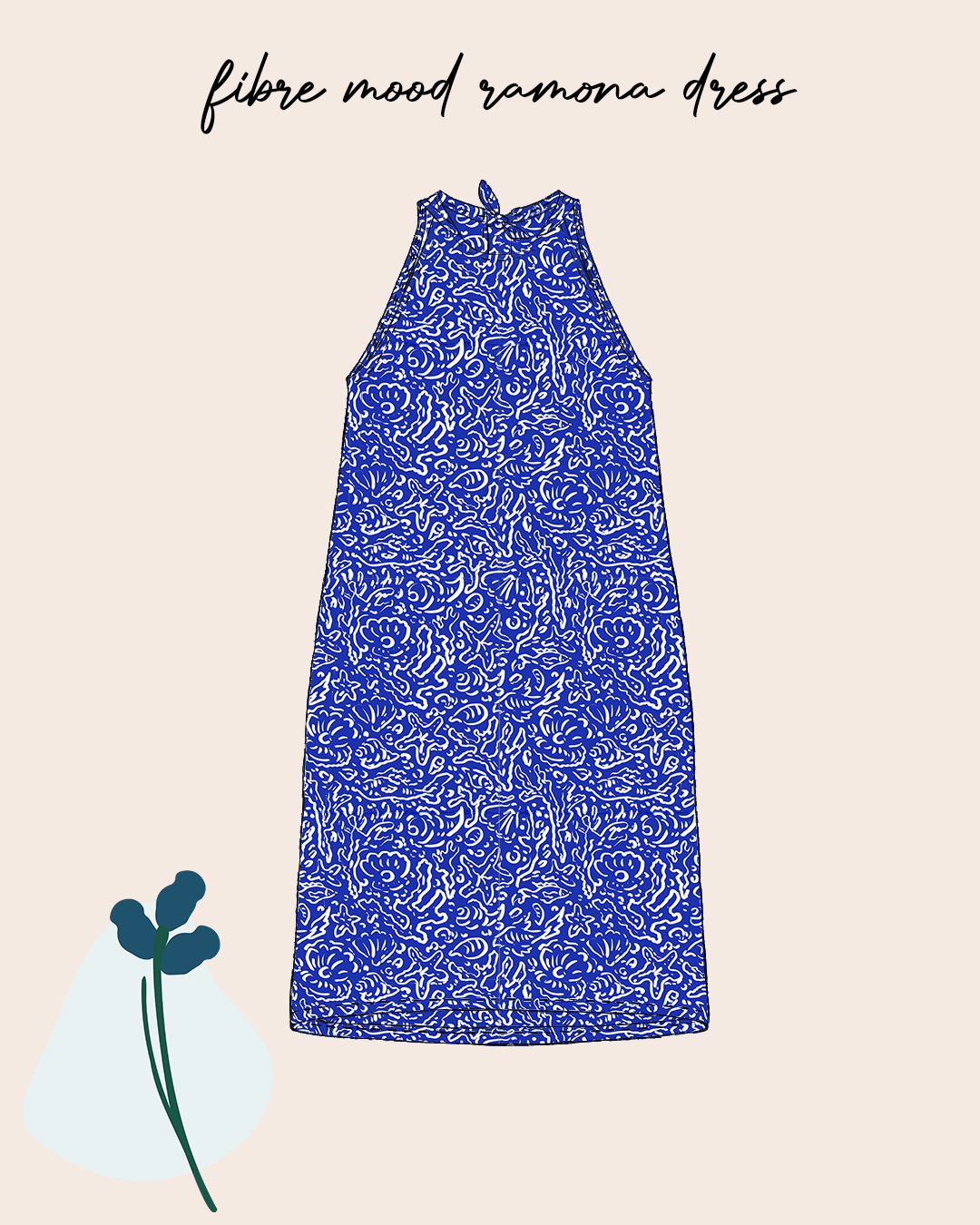 Sewing Kit - RAMONA Dress in Sealife Linen Viscose
