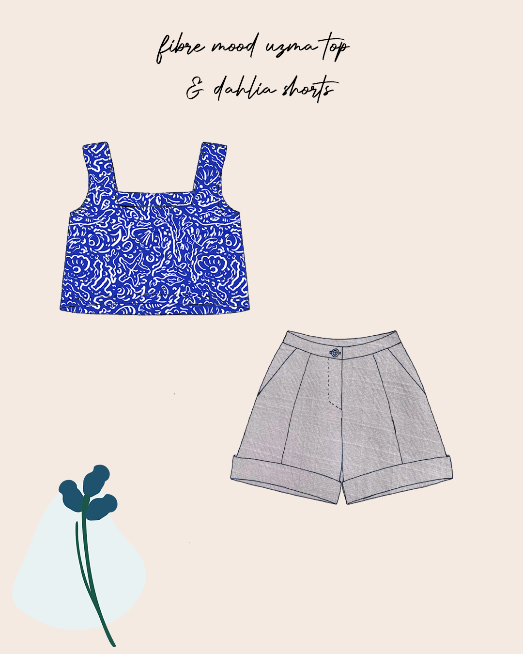 Sewing Kit - UZMA Top in Sealife Linen Viscose