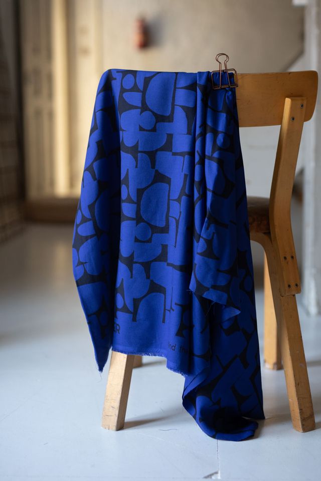 Mind The MAKER - Shady Shapes Blue ECOVERO™ Viscose Leia Crepe