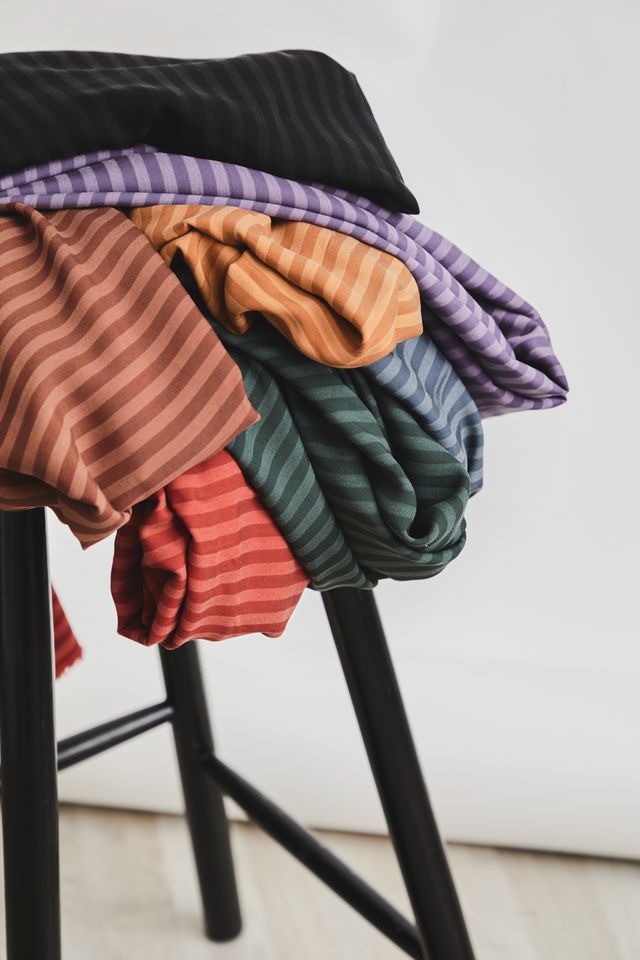 Meet MILK - Two Tone Stripe Twill Mauve with TENCEL™ Lyocell fibers